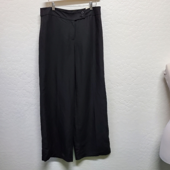 NWT Ann Taylor LOFT Black Linen Pants Wide Leg Lin - Picture 1 of 8